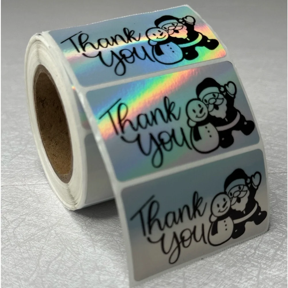 100 Thank You Christmas Stickers, Envelope Seals, Labels, Tags, Stamps,2.25